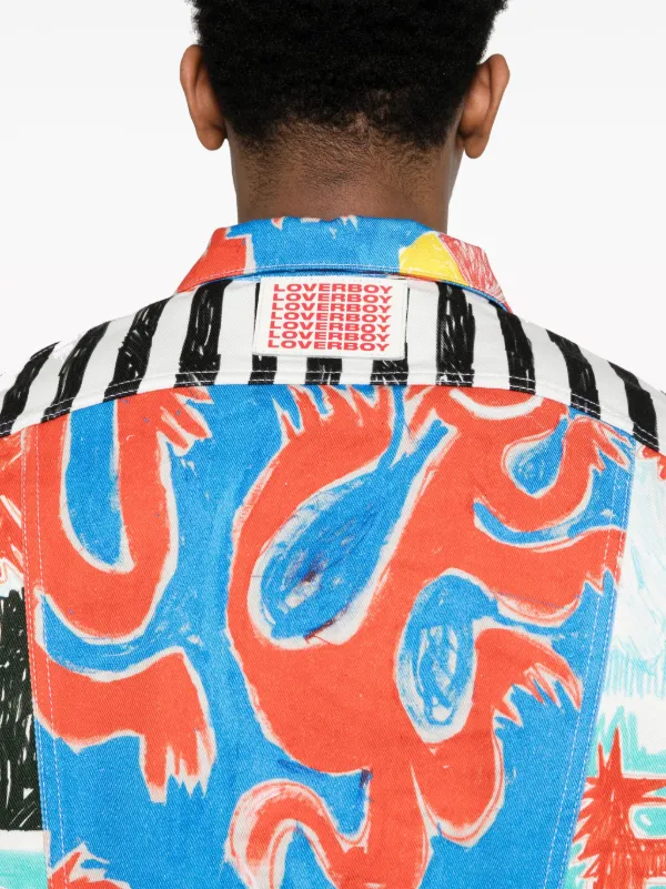 Charles Jeffrey Loverboy グラフィック デニムジャケット | レッド