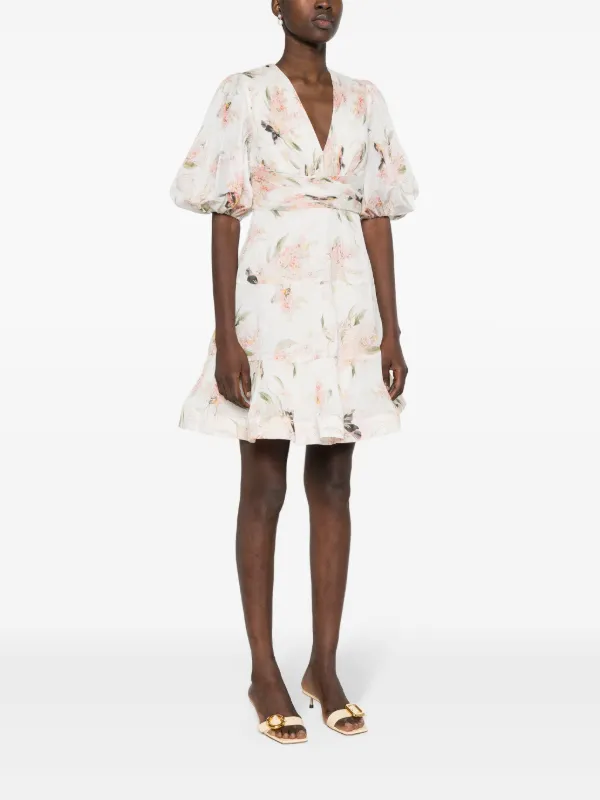 zimmermann white pleated dress Zimmermann Pleated Mini Dress In Neutrals - 59% Off