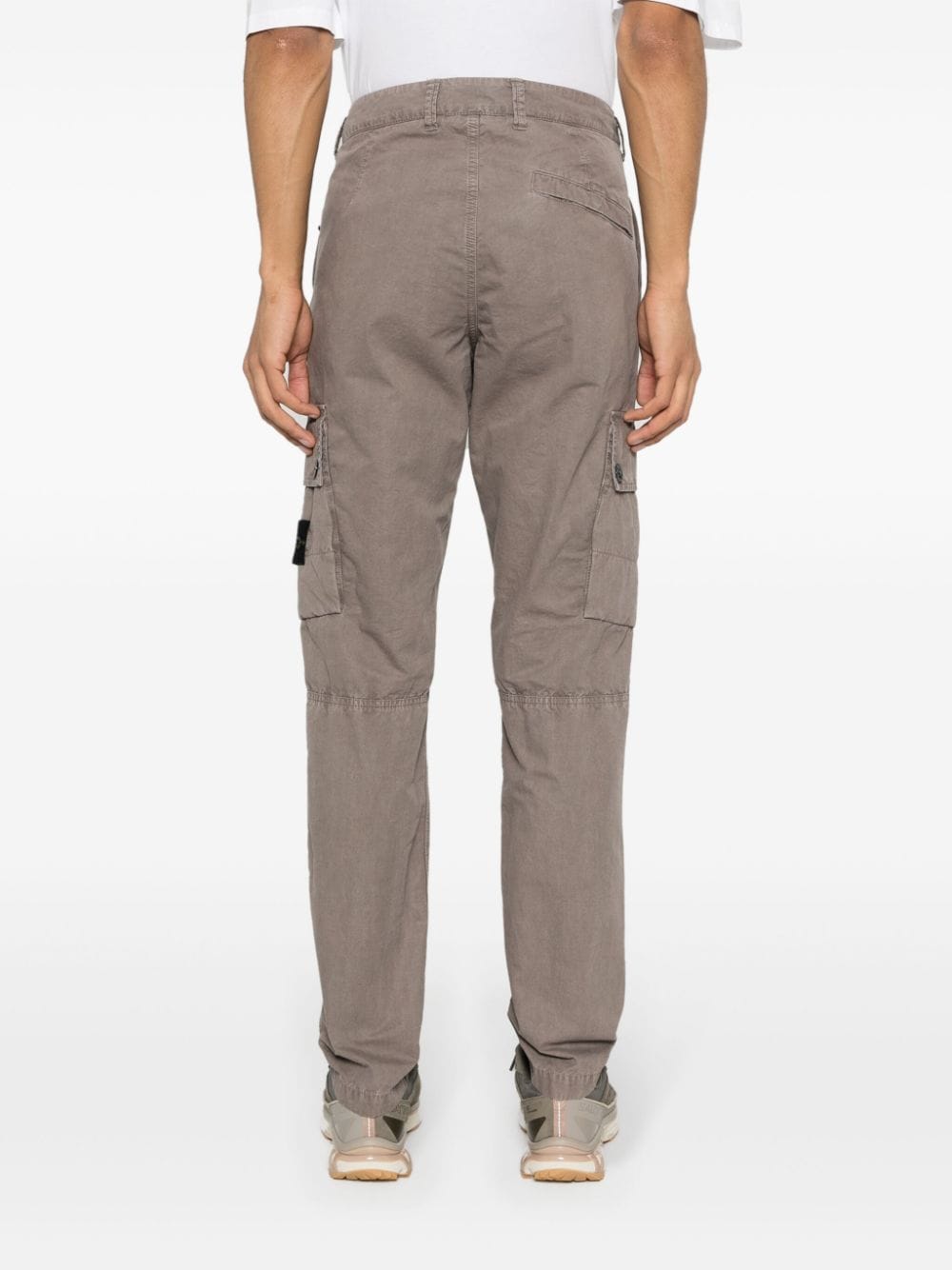 Shop Stone Island Tapered Cargo Trousers In Grey