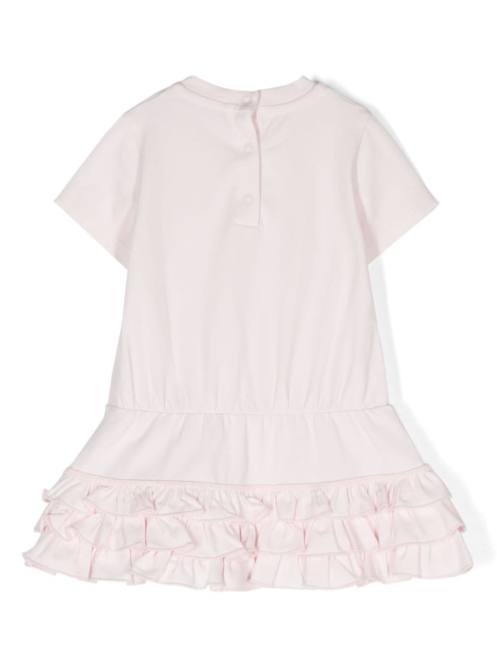 Moncler Enfant logo-patch ruffled dress - Roze