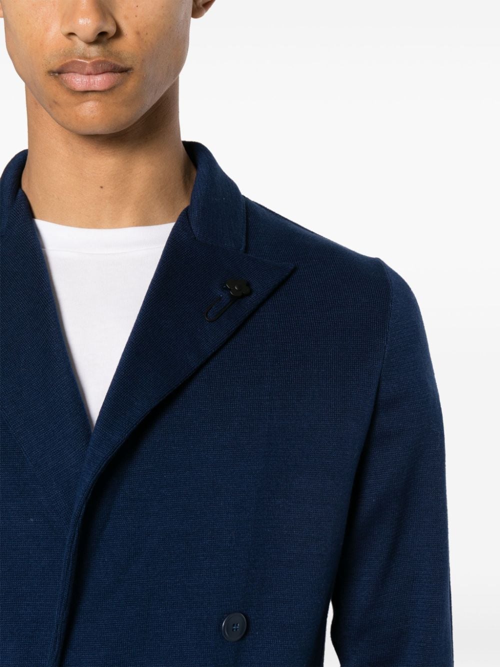 Shop Lardini Cotton Double-breasted Blazer In Blau