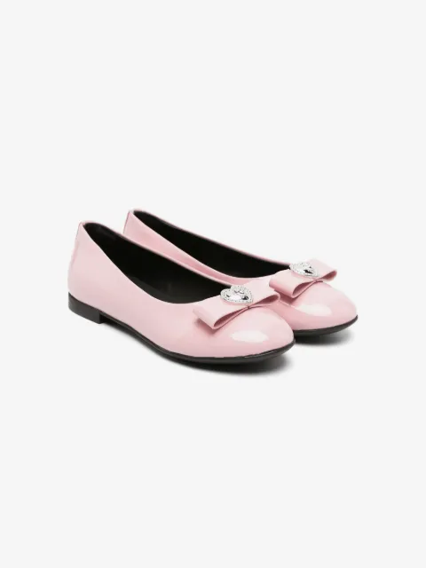Versace Kids bow-detail leather ballerina shoes