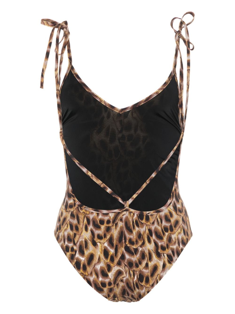 Shop Isabel Marant Swan Graphic-print Swimsuit In Brown