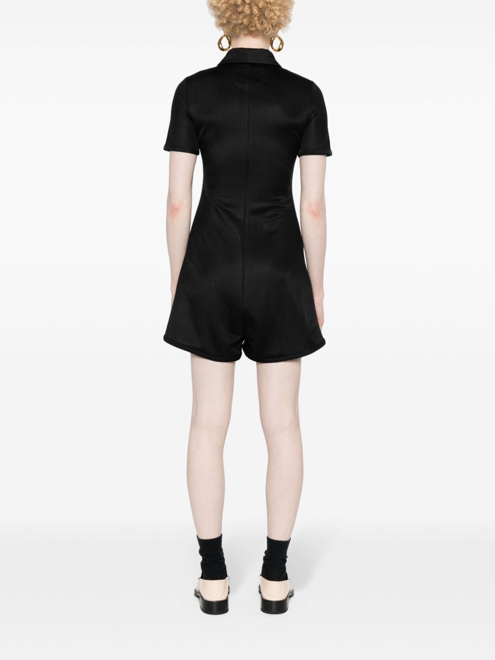 Shop Jil Sander Oversize-pointed-collar Jersey Jumpsuit In Black