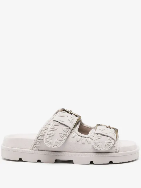 Mou whipstitch-trim suede slides
