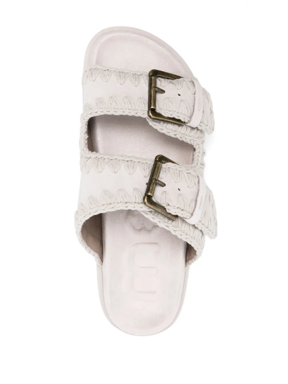 Shop Mou Whipstitch-trim Suede Slides In White