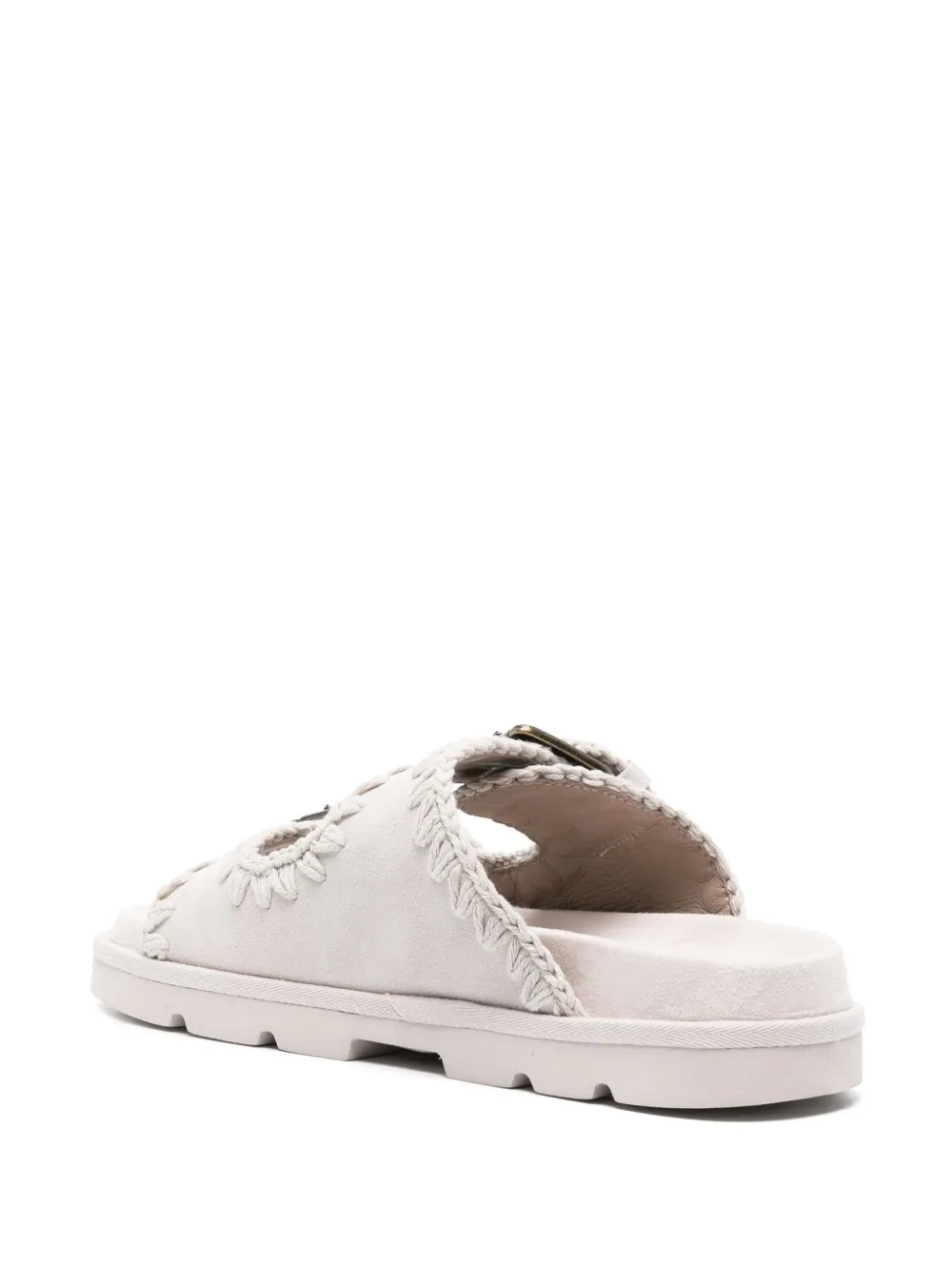 Shop Mou Whipstitch-trim Suede Slides In White