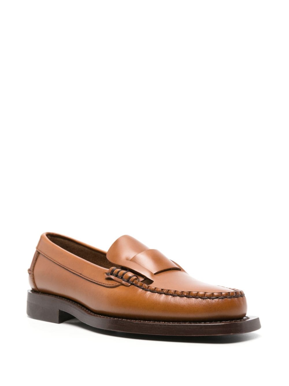Shop Hereu Sineu Leather Loafers In Brown