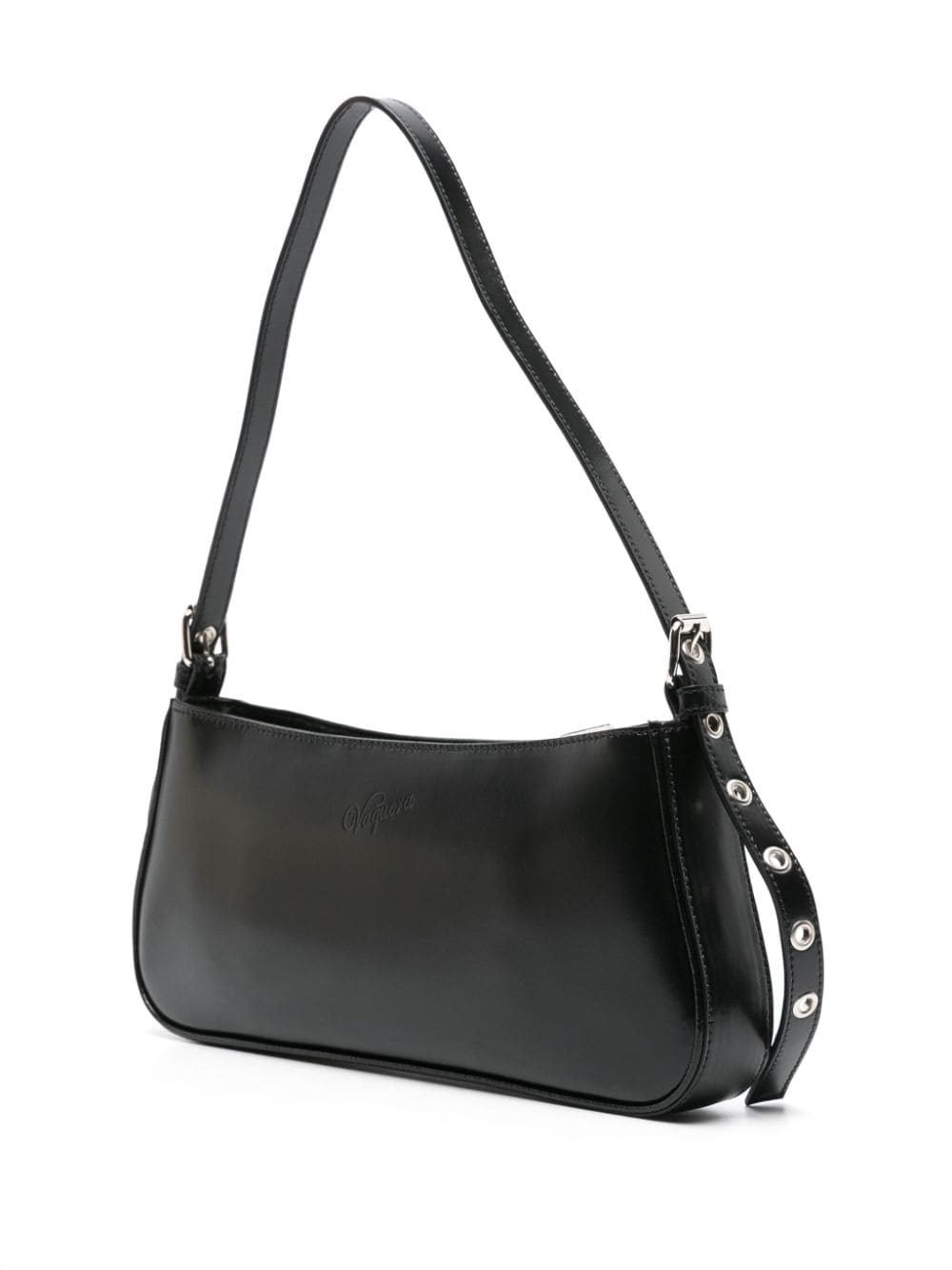 Shop Vaquera Photograph-print Leather Shoulder Bag In Black