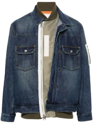 Sacai レイヤード デニムジャケット | ブルー | FARFETCH JP