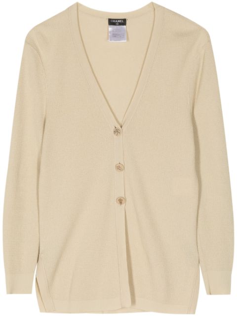 CHANEL 2000 Camelia-buttons V-neck cardigan Women