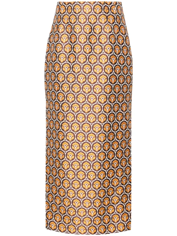 ETRO floral print Pencil Skirt Brown FARFETCH AE