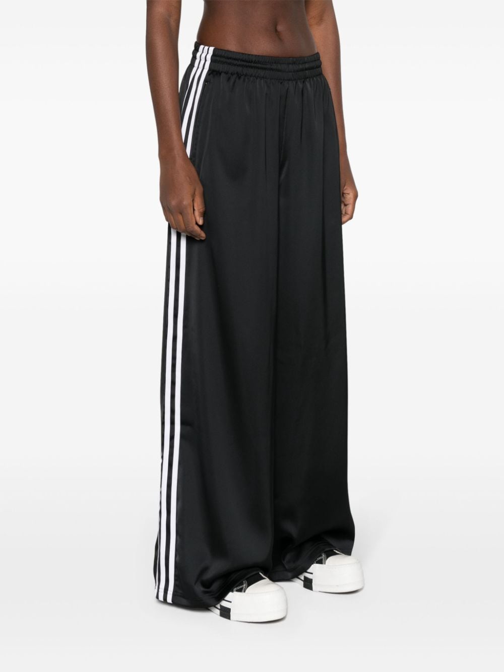 Shop Adidas Originals Wide-leg Satin Track Trousers In Black