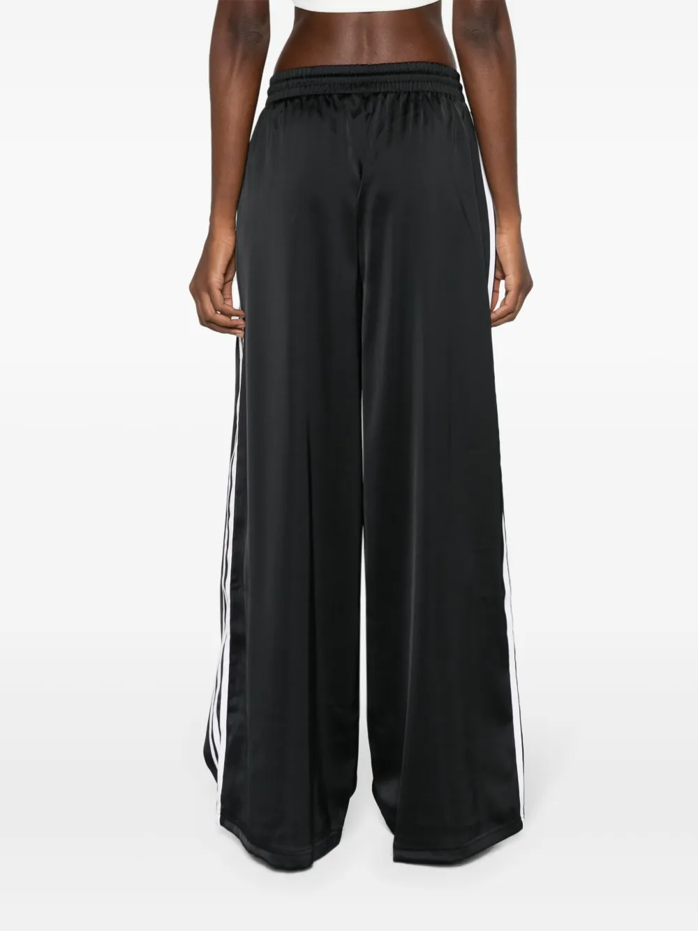 Shop Adidas Originals Wide-leg Satin Track Trousers In Black