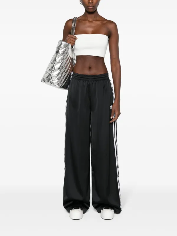 Adidas wide-leg Satin Track Trousers | Black | FARFETCH