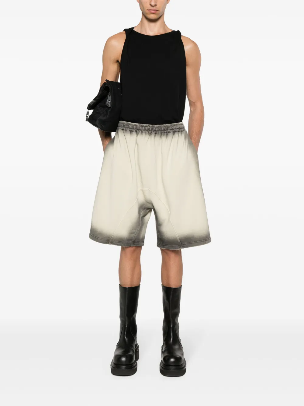 Shop Y/project Spray-effect Cotton Shorts In Neutrals