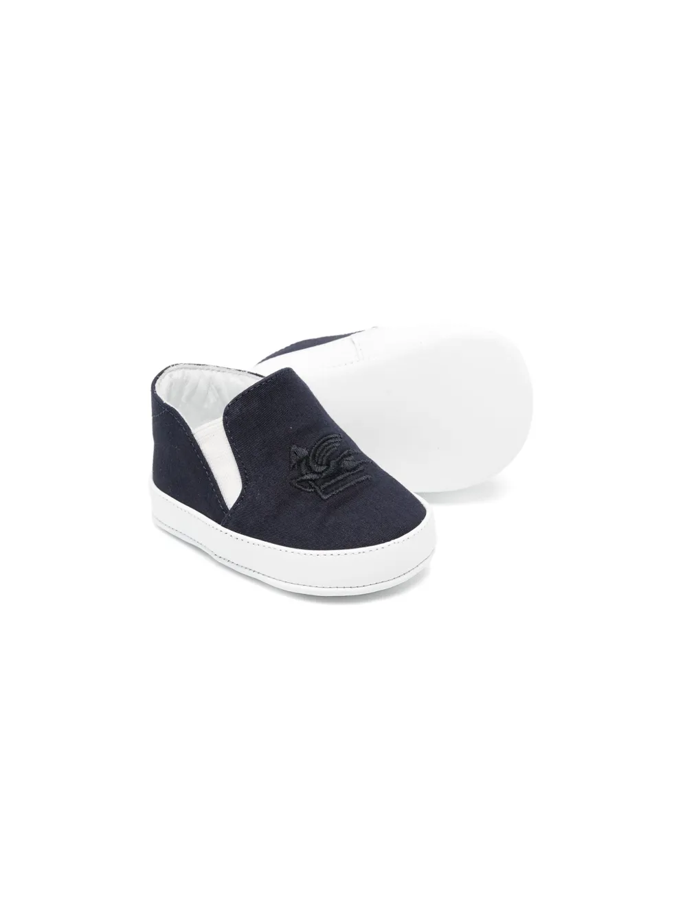 Shop Etro Pegaso-motif Slip-on Crib Shoes In Blue