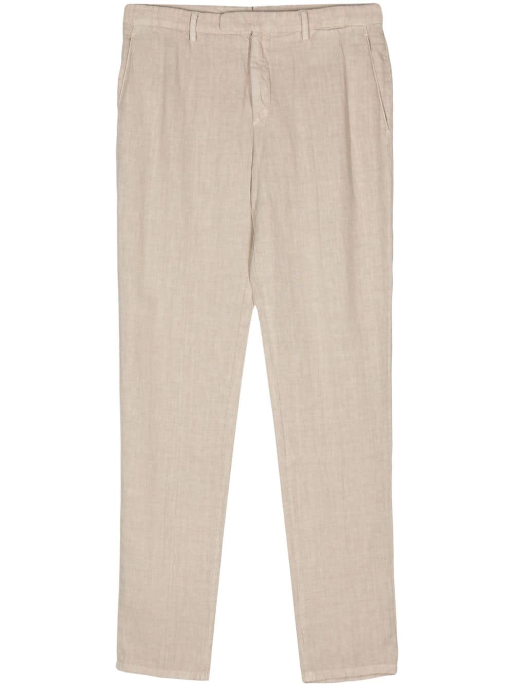 pressed-crease linen trousers