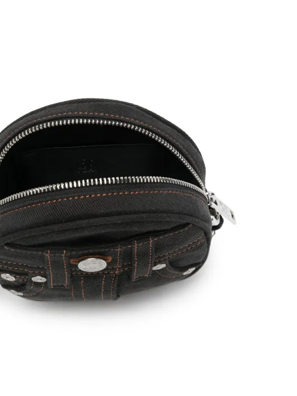 MOSCHINO JEANS / Decorative Stitching Denim Shoulder Bagショルダーバッグ/コットン/BLK MOSCHINO JEANS Decorative Stitching Denim Shoulder Bag | Black