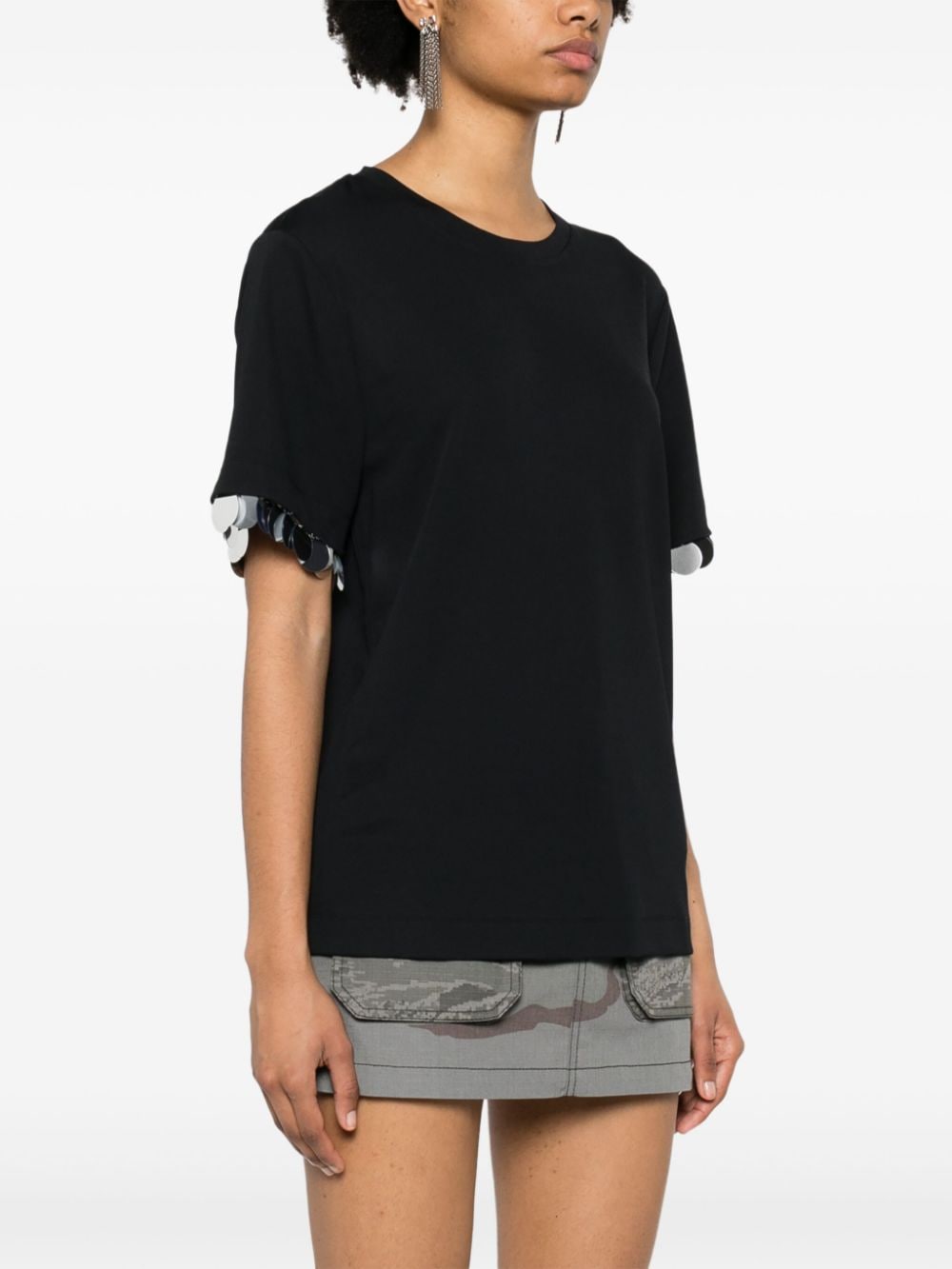 Shop Rabanne Sequin-detail T-shirt In Black