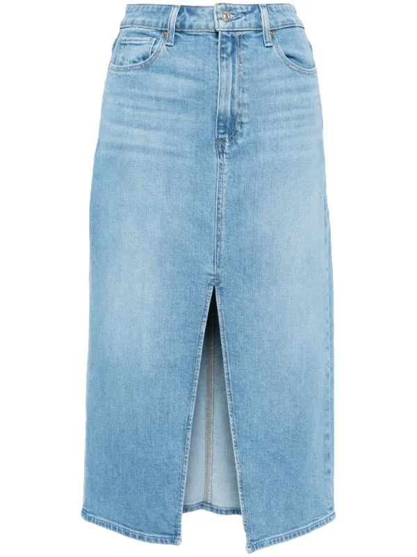 PAIGE Angela Denim Midi Skirt in Blue