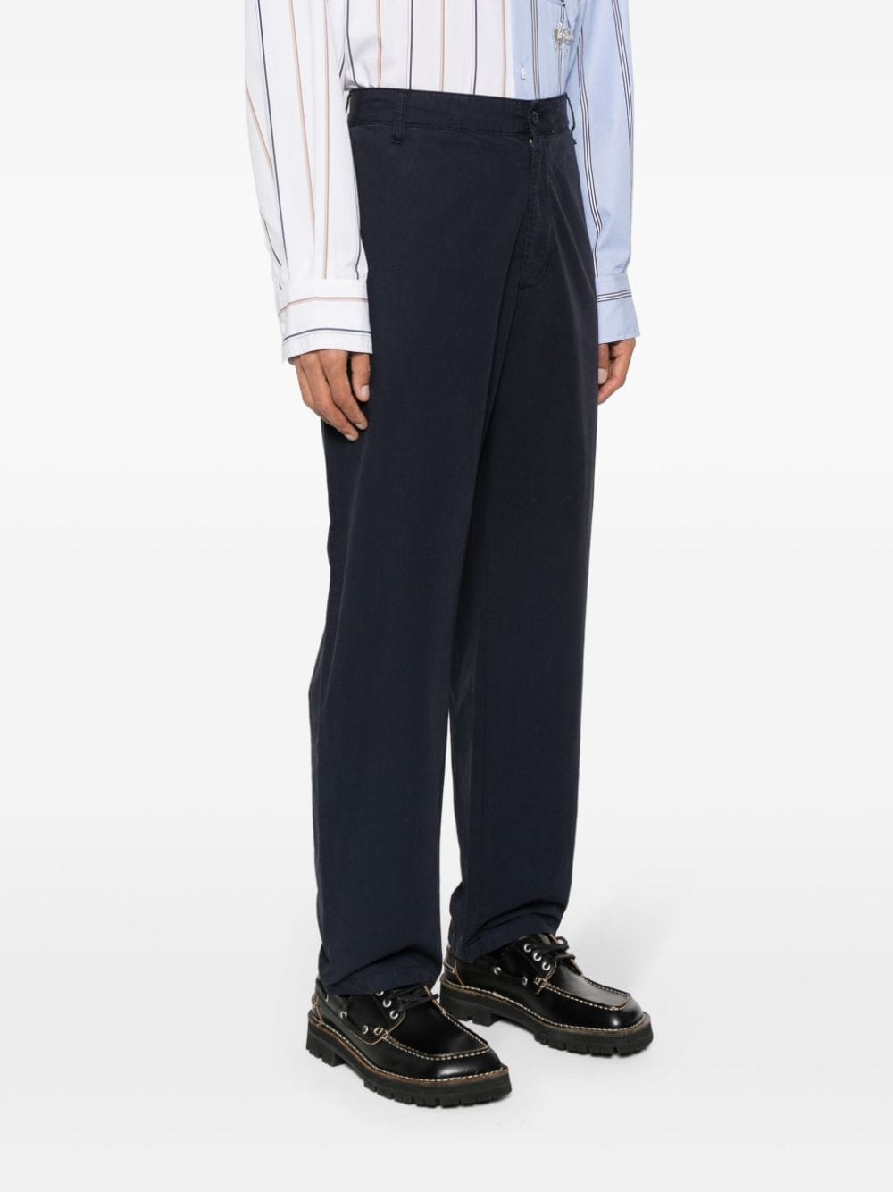 Shop Carhartt Logo-appliqué Gabardine Tapered Trousers In Blue
