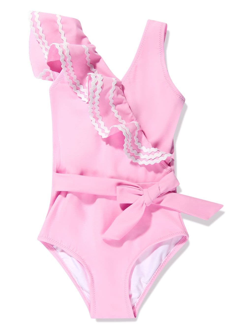 Nessi Byrd Kids' Ruffle-trim One-piece Swimsuit In Pink