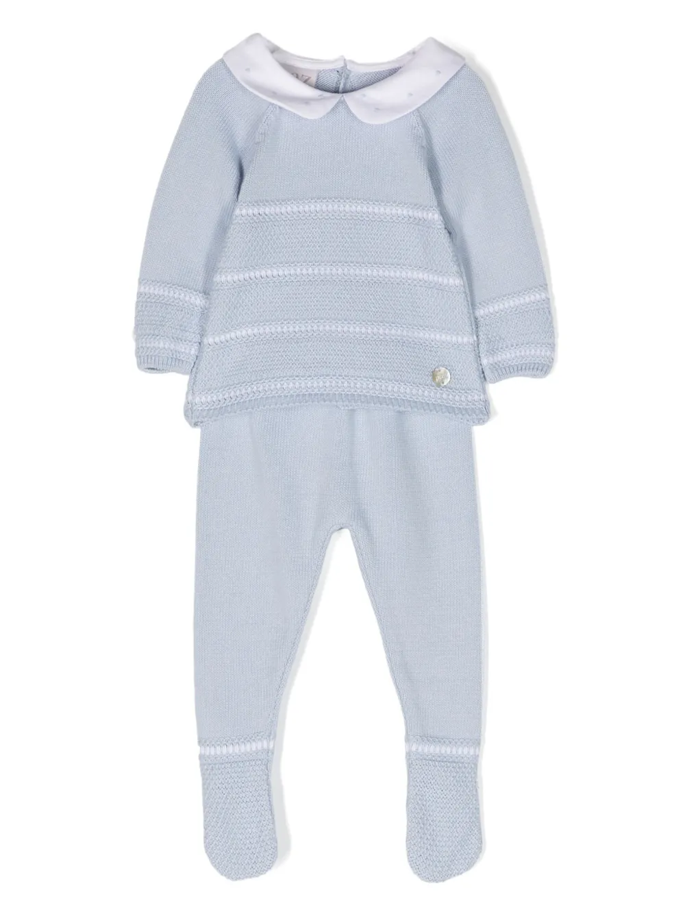 Paz Rodriguez Babies' Ribbed-knit Pajama Set In 蓝色