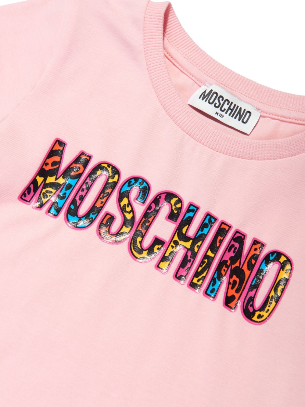 Moschino Kids Katoenen T-shirt met logoprint Roze