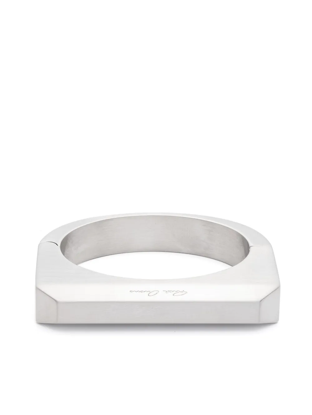 Rick Owens logo-engraved brushed bracelet - Argento