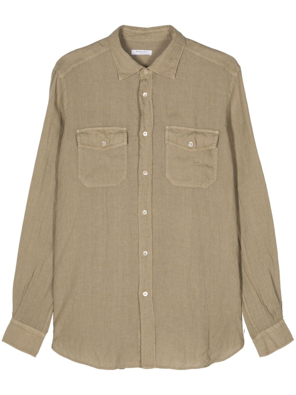 Boglioli Long-sleeves Linen Shirt In Brown