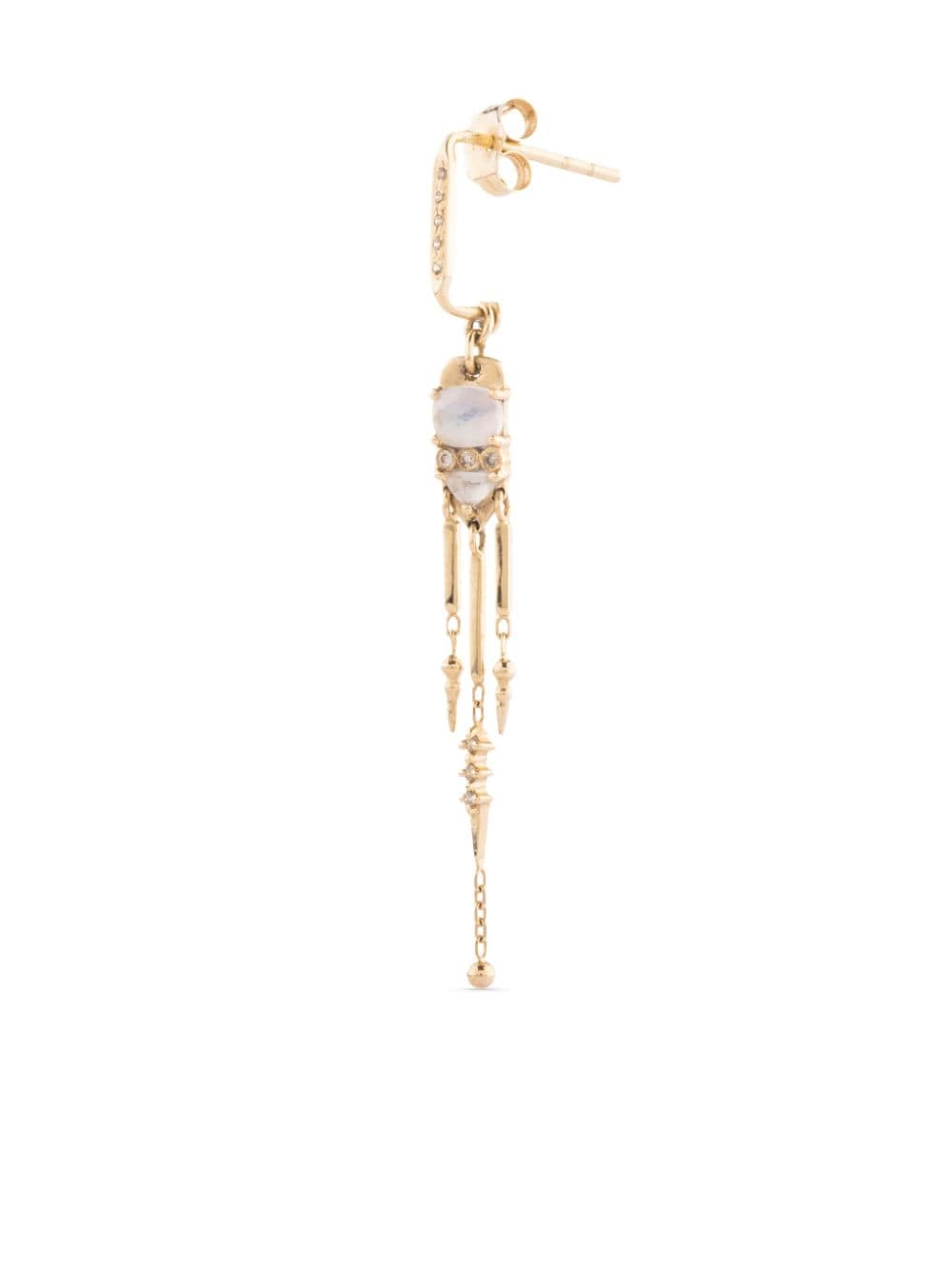 Shop Celine Daoust 14kt Yellow Gold Moon Stone And Diamond Earring