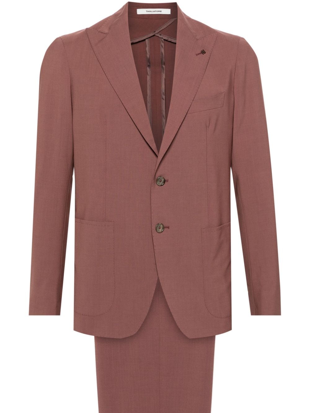 Tagliatore Single-breasted Wool Blend Suit In Red