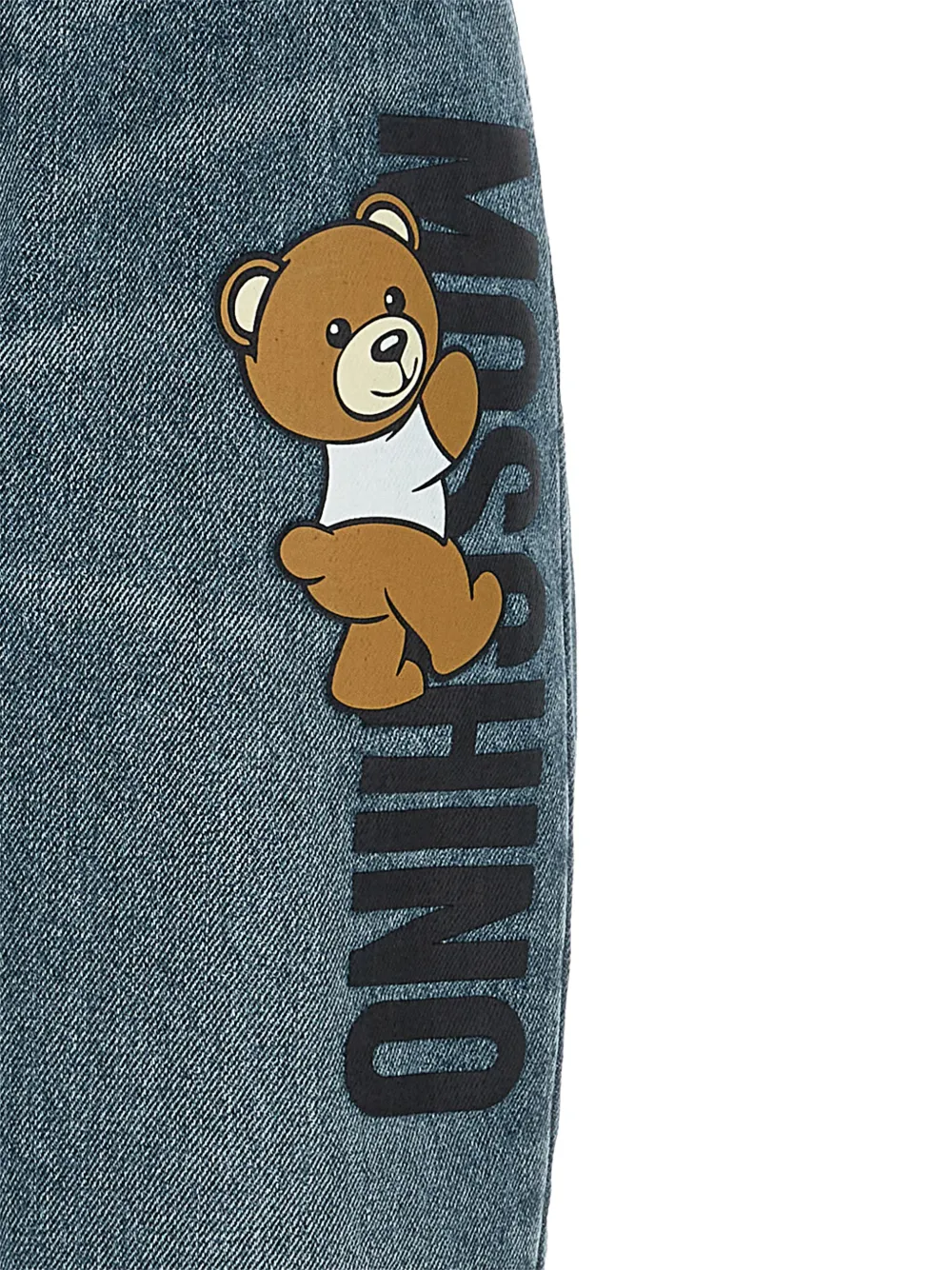 Shop Moschino Teddy Bear-print Straight-leg Jeans In Blue