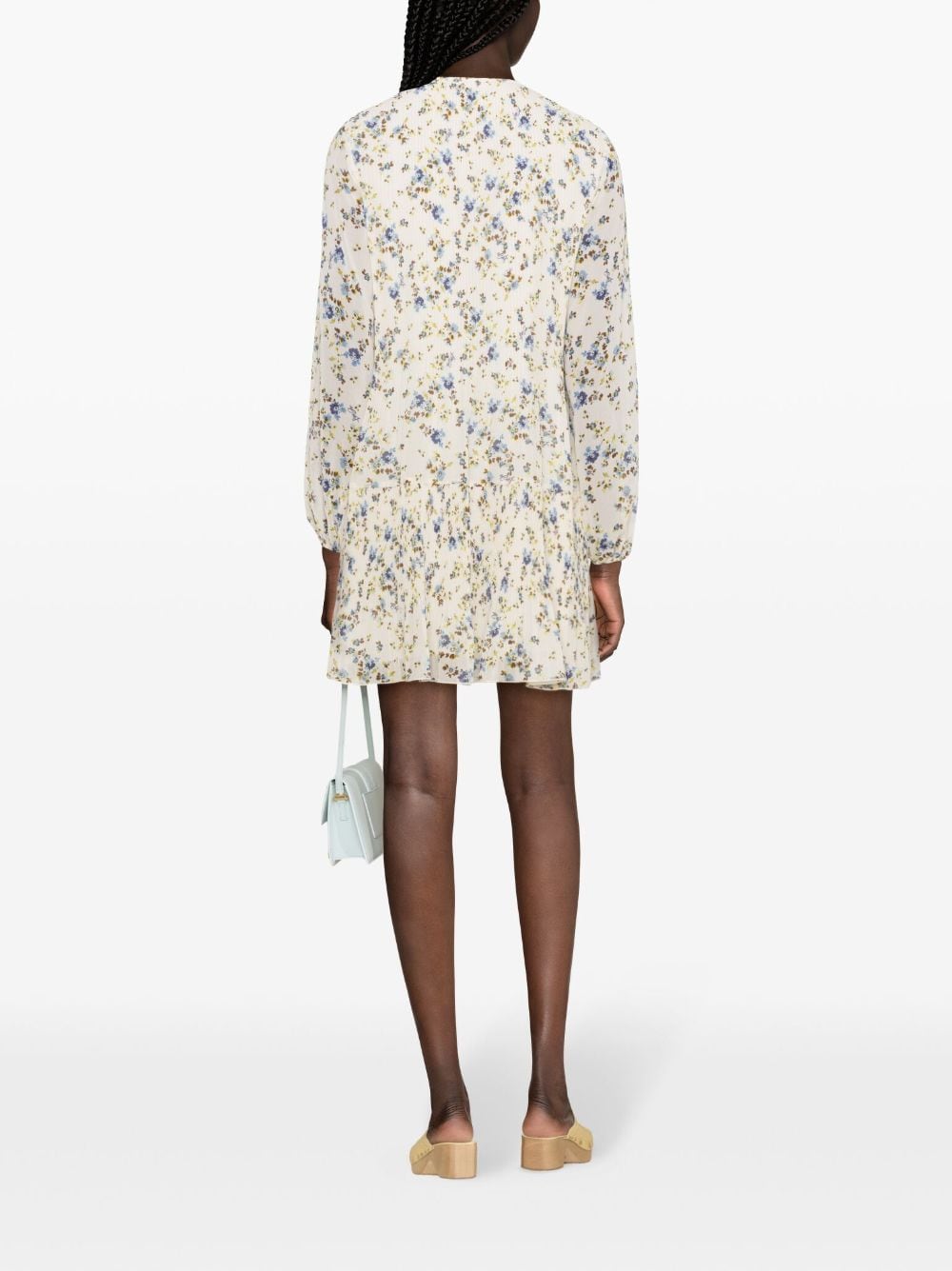 Shop Liu •jo Floral-print Pleated Minidress In White