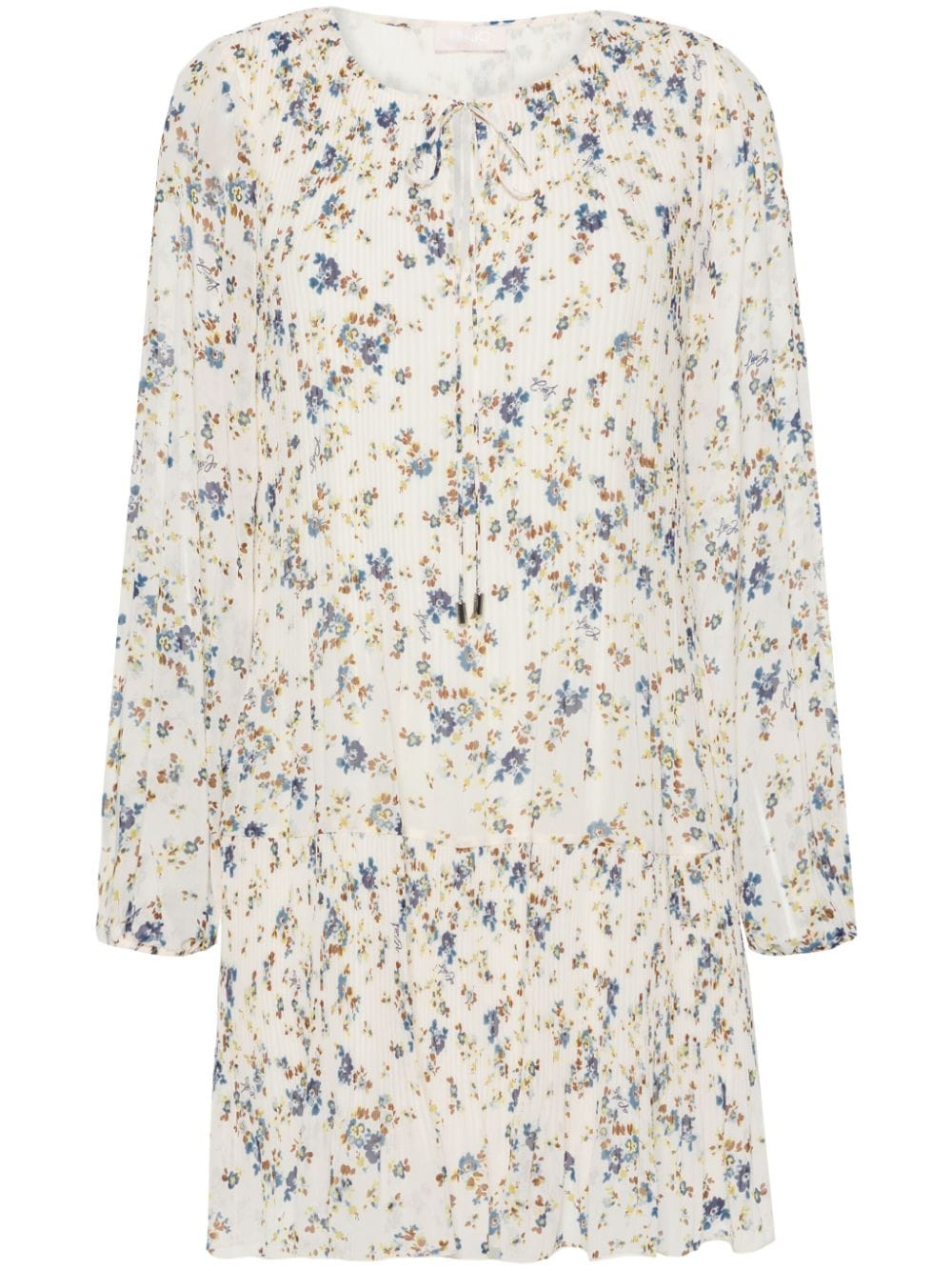 LIU JO Geplooide mini-jurk met bloemenprint Wit