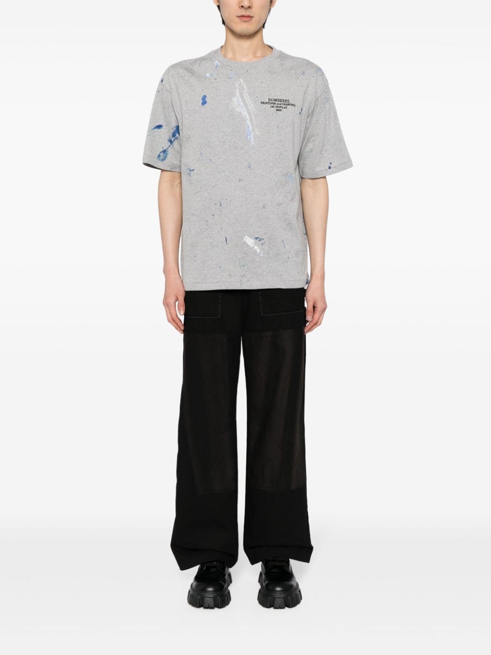 Shop Domrebel Fizz Paint-stain Cotton T-shirt In Grey