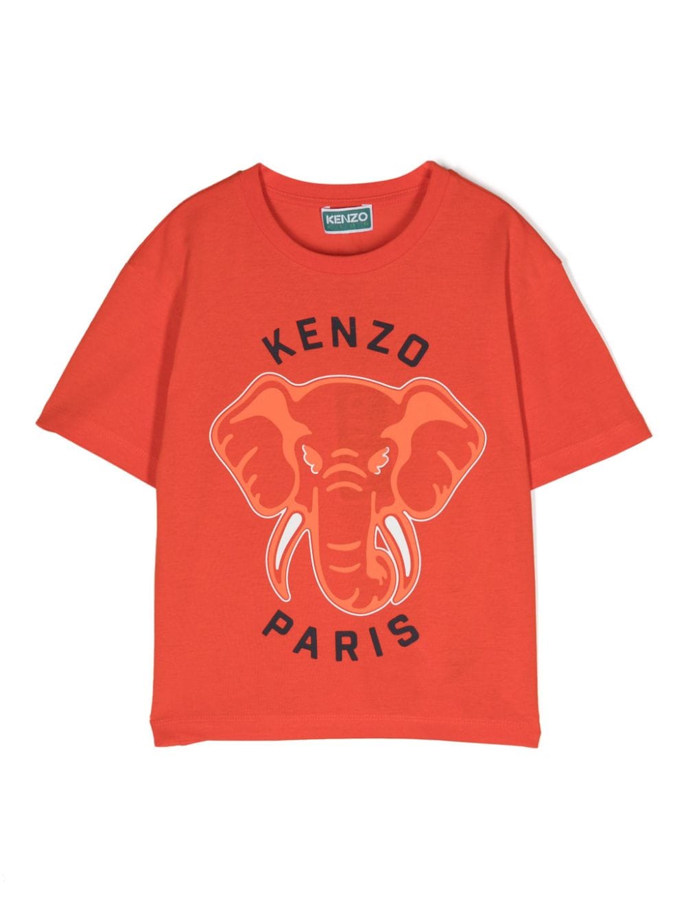 Kenzo Kids' Orange T-shirt For Boy With Elephant In Red