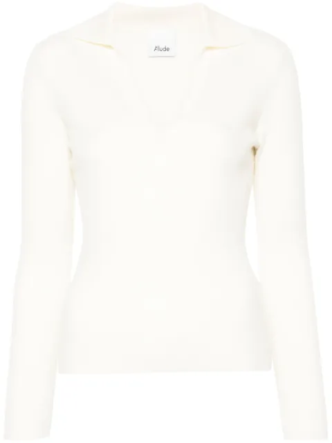 Allude fine-ribbed knitted top