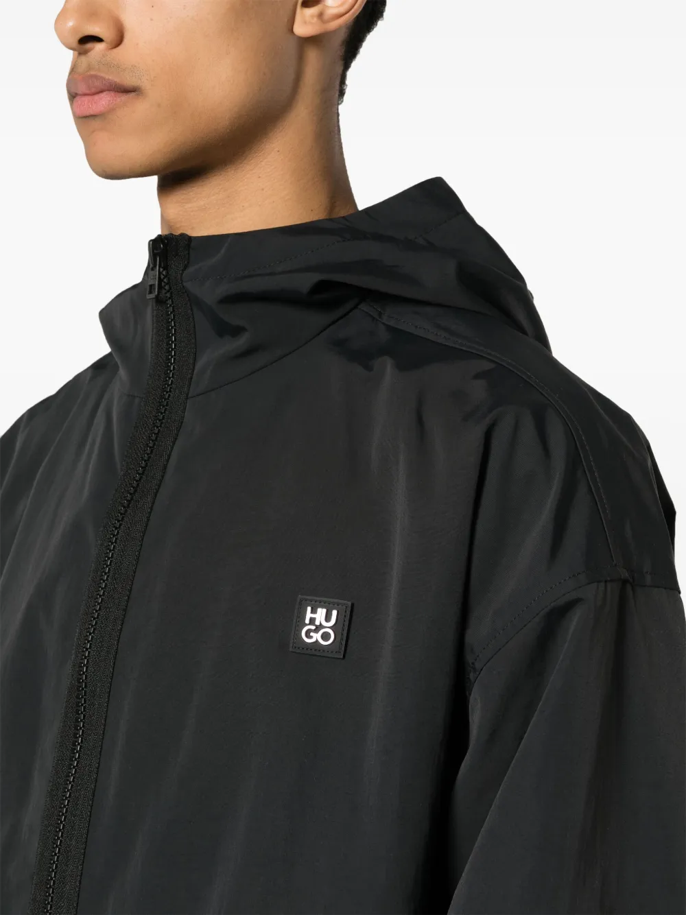 HUGO Jack met capuchon en logopatch Zwart