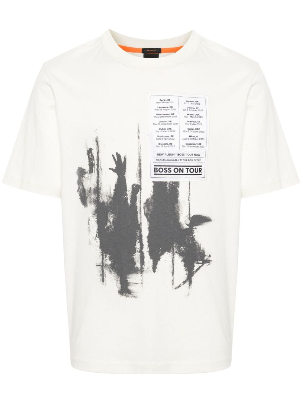 Hugo Boss Patchwork Printed Cotton T-shirt In 白色