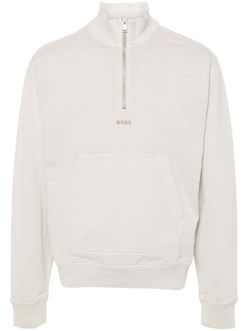 BOSS Katoenen sweater met logo Beige