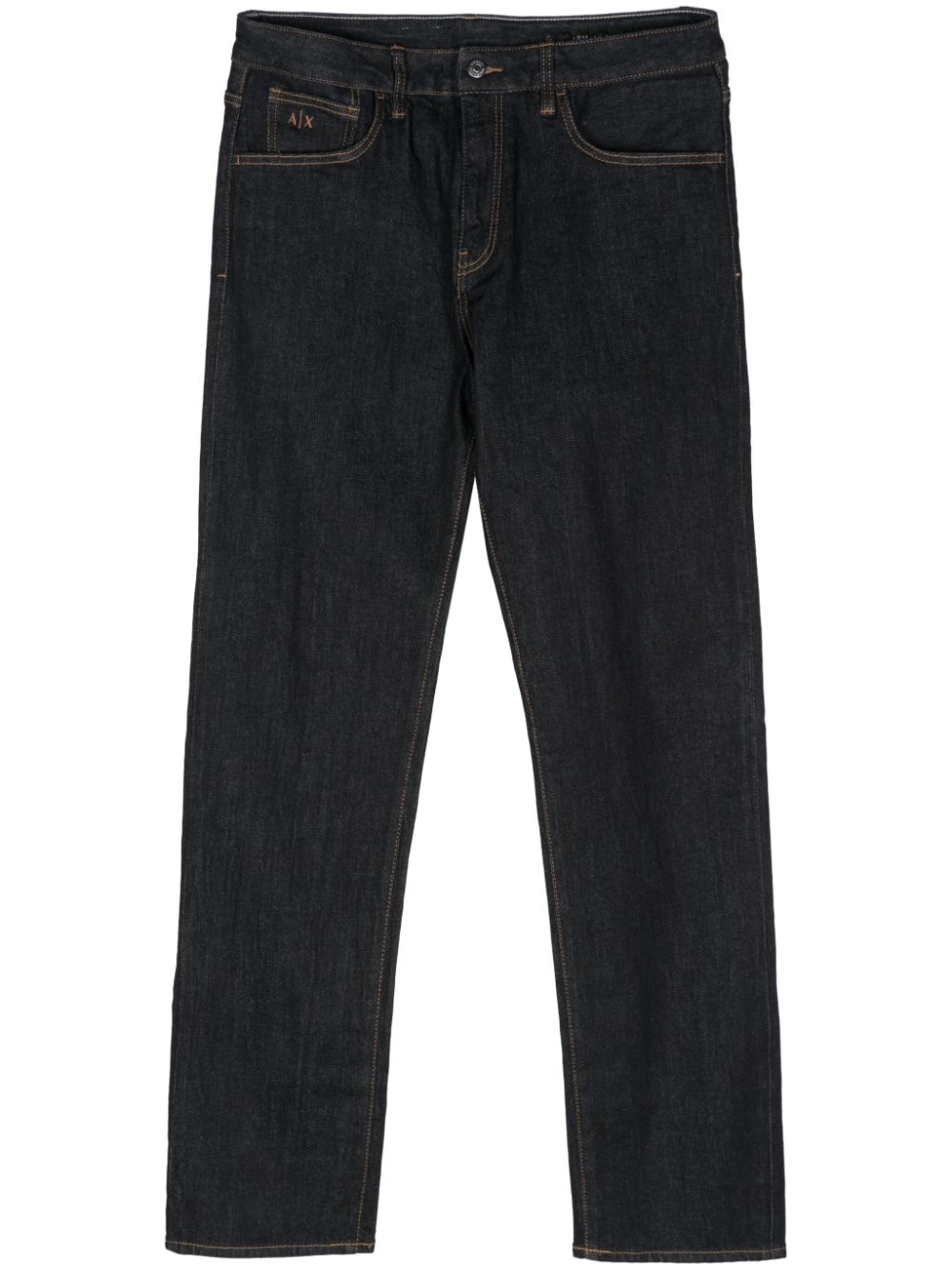 Armani Exchange Logo-embroidered Tapered Jeans In Blue