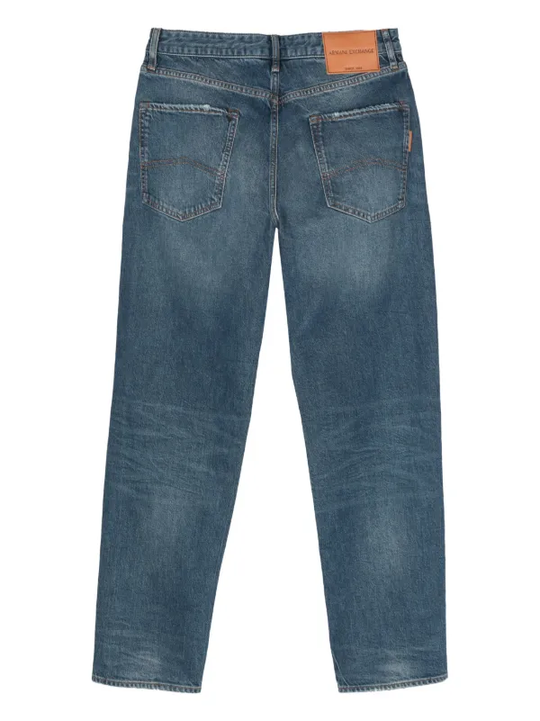 Armani Exchange ripped-detail Tapered Jeans Blue FARFETCH BH