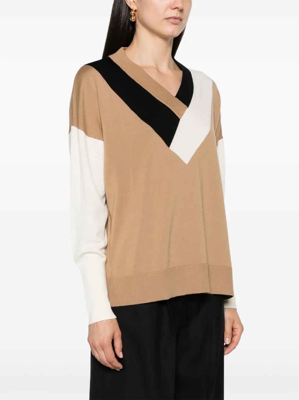 Shop Hugo Boss Floricana Colour-block Jumper In Neutrals