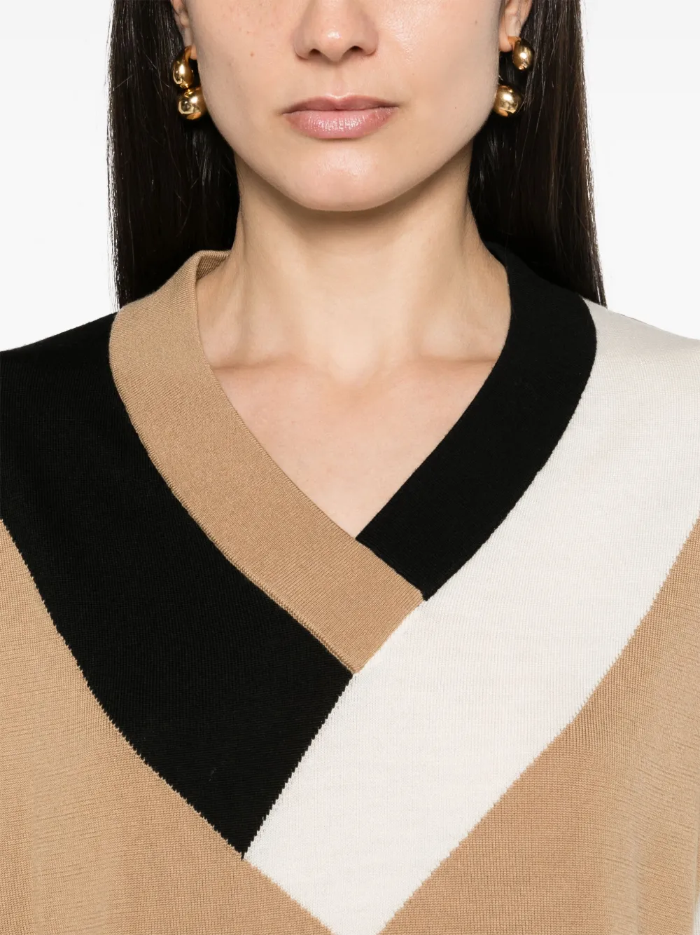 Shop Hugo Boss Floricana Colour-block Jumper In Neutrals