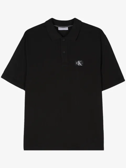 Calvin Klein Jeans logo-patch check-pattern polo shirt