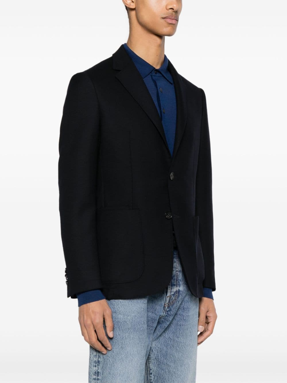 Zegna Wollen blazer met enkele rij knopen Blauw