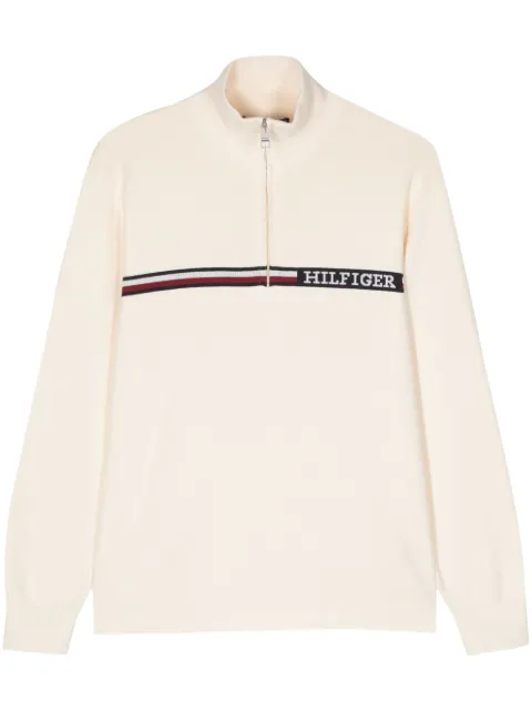 Tommy Hilfiger suéter con logo estampado y medio cierre