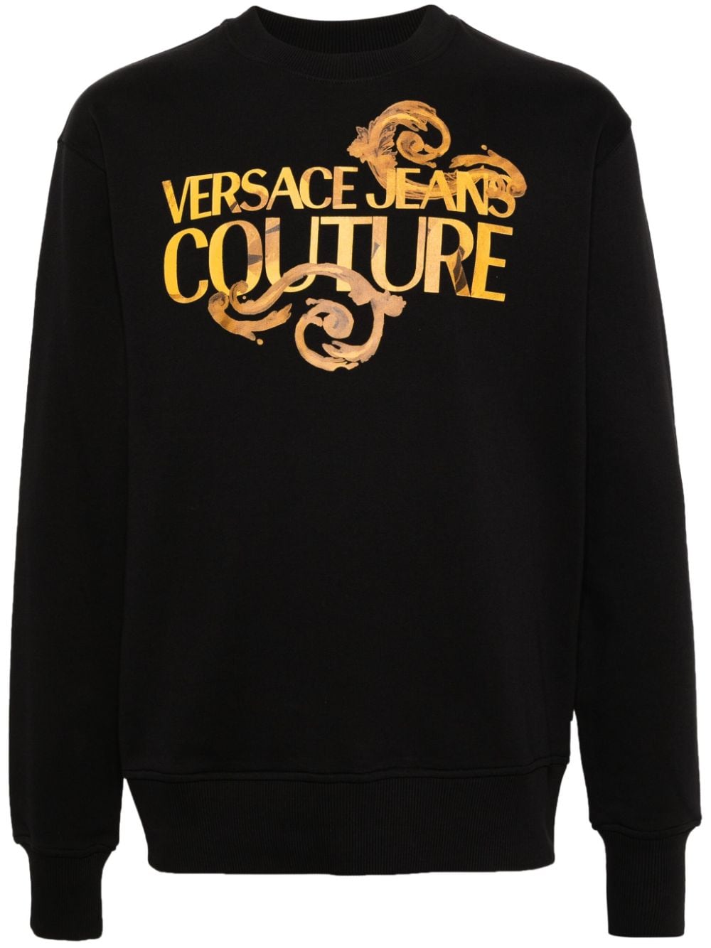 Versace Jeans Couture Barocco Logo-print Sweatshirt In Black